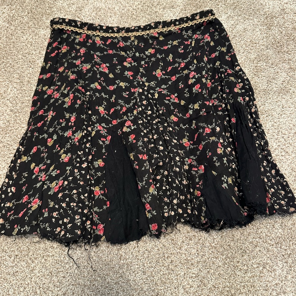 FP‎ ONE Floral Black Skirt with Red and Pink Accents - Picture 3 of 3